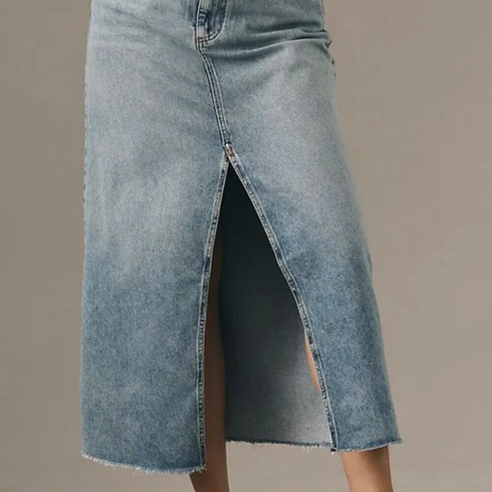 Anthropologie Madi Front Slit Denim Skirt
